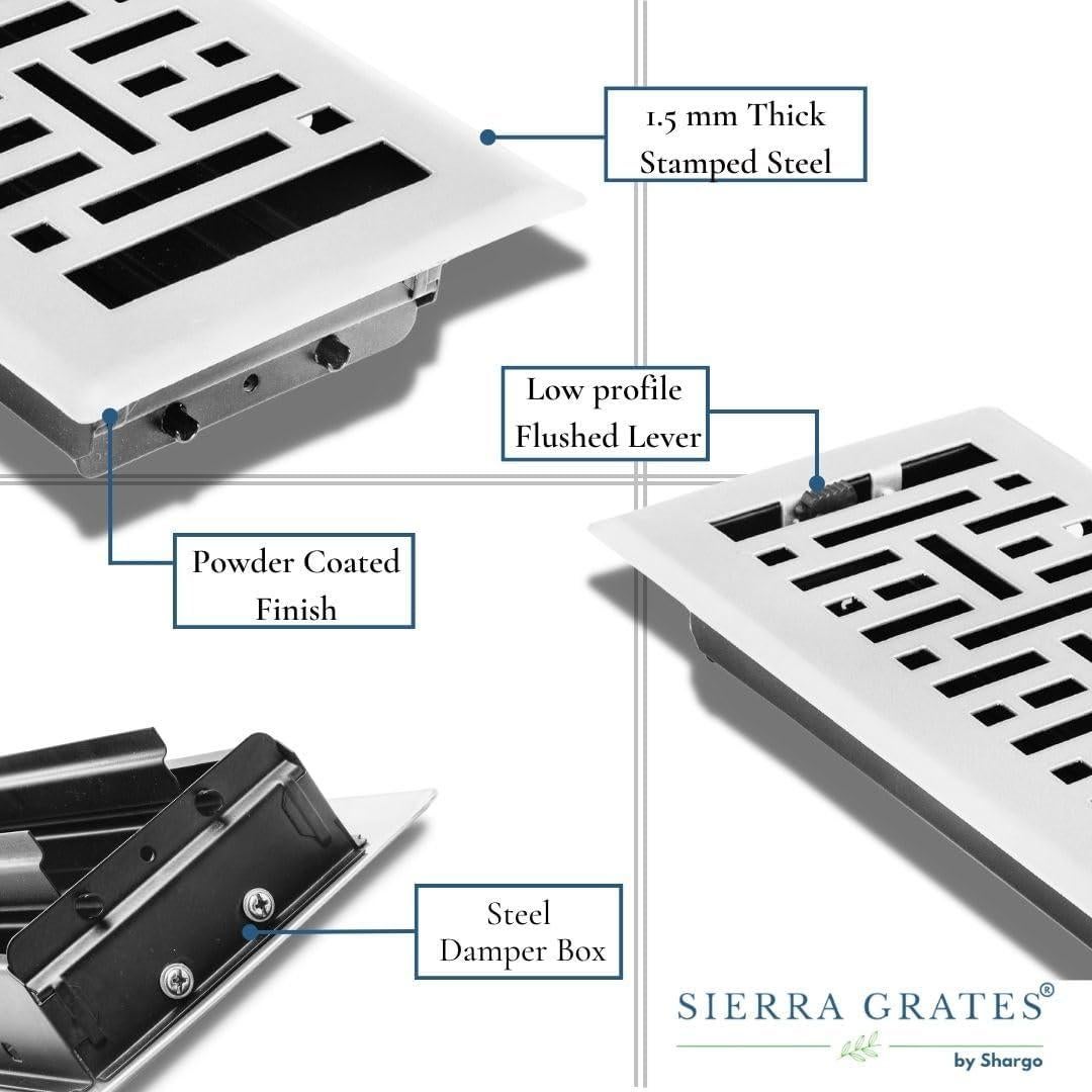 Registro de Piso de Acero Blanco Glaciar 10 cm x 25 cm