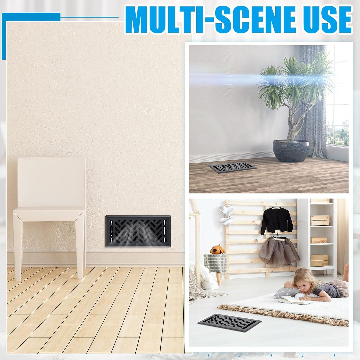 Rejillas de Piso Negras Tuanse - 4 Unidades 10x25 cm Acero