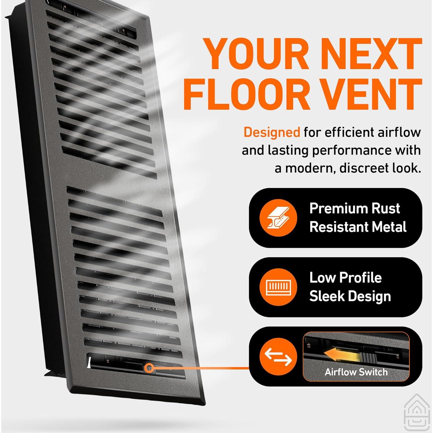 Cubierta de Ventilación de Piso 30x10 cm Home Intuition Gris