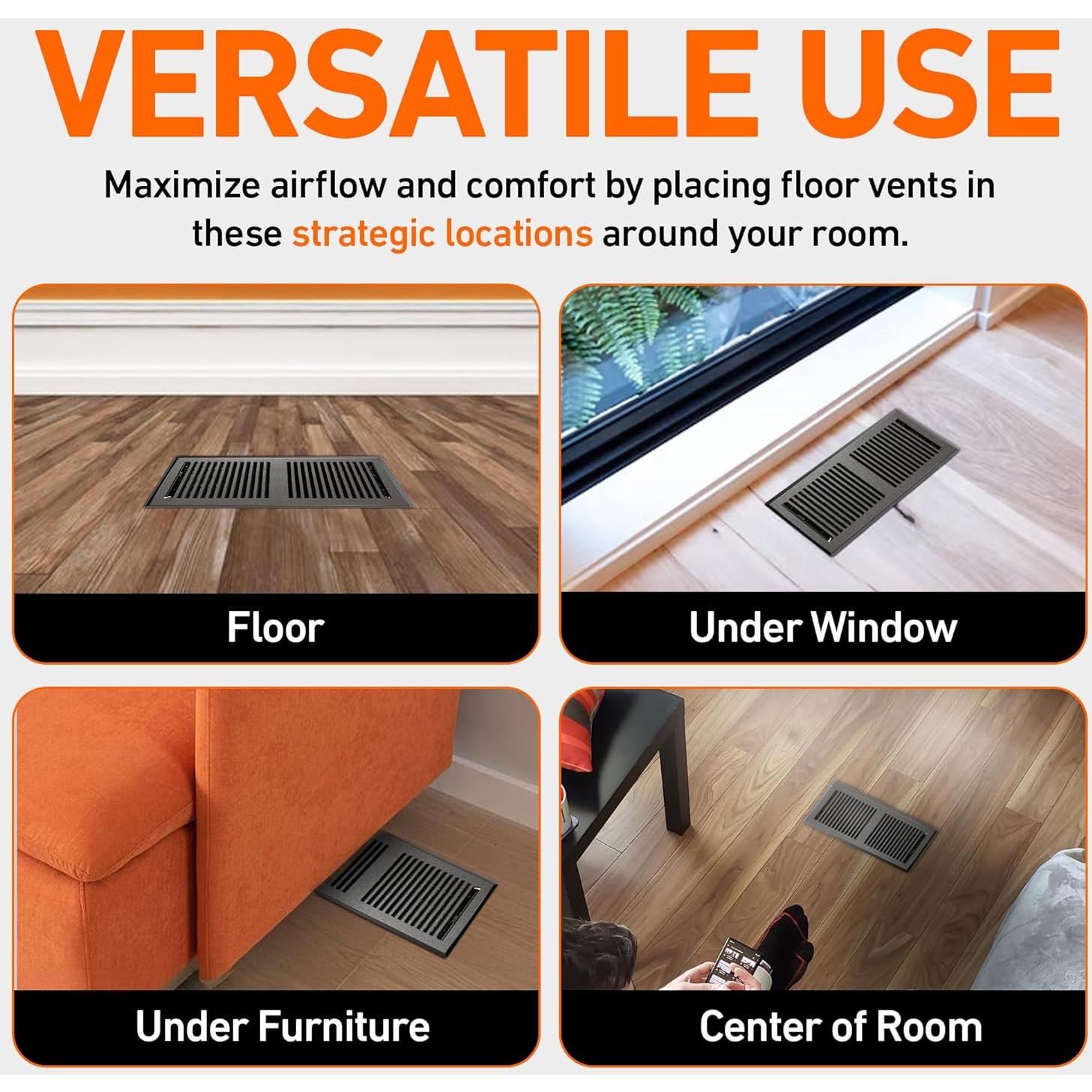 Cubierta de Ventilación de Piso 30x10 cm Home Intuition Gris