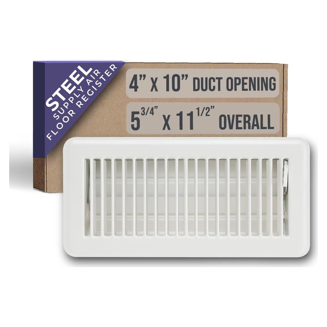 Registro de Piso Handua 4x10 Louvered Acero Blanco Roto