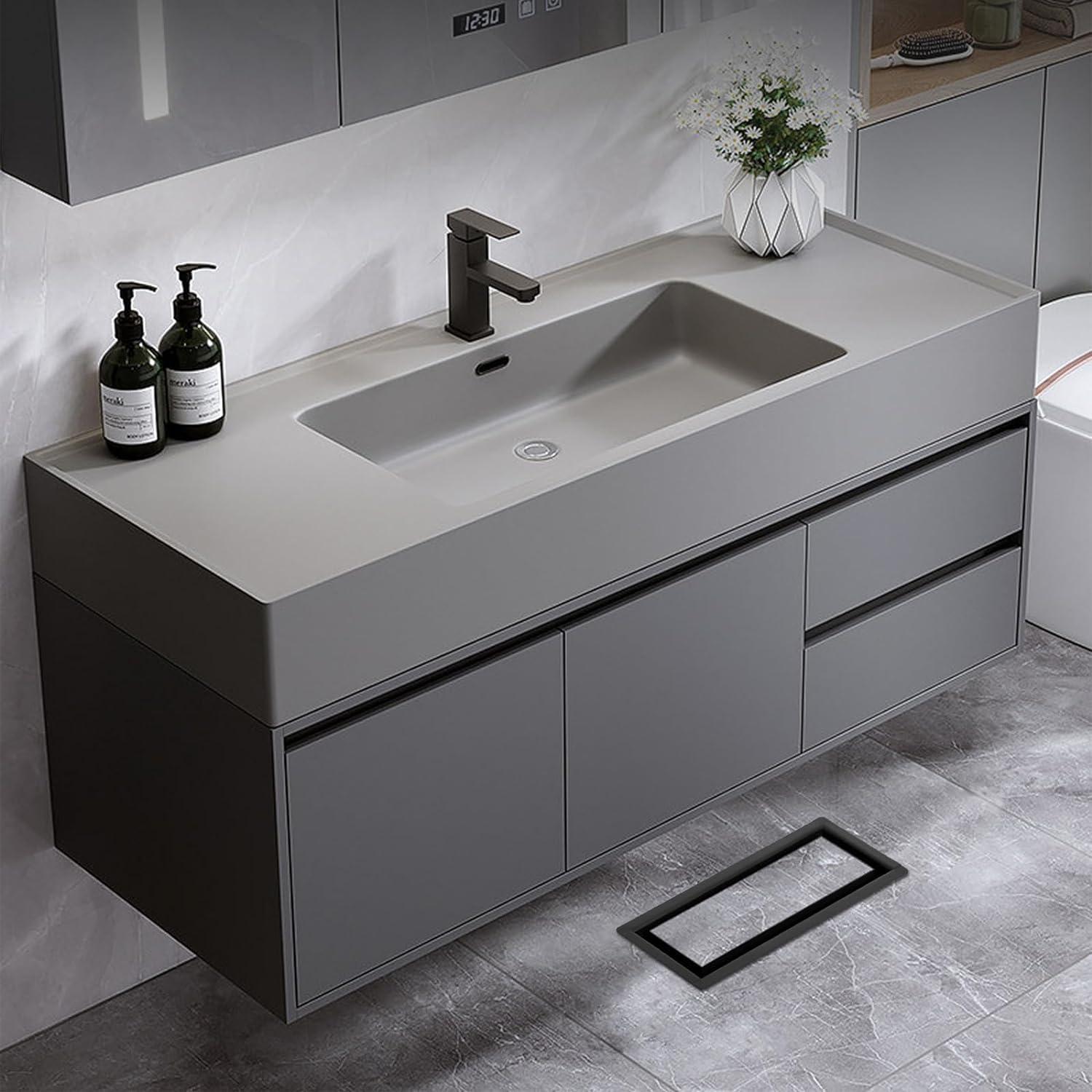 Cubierta de Ventilación de Piso AIRWINKS 4X12 cm, Metal Negro