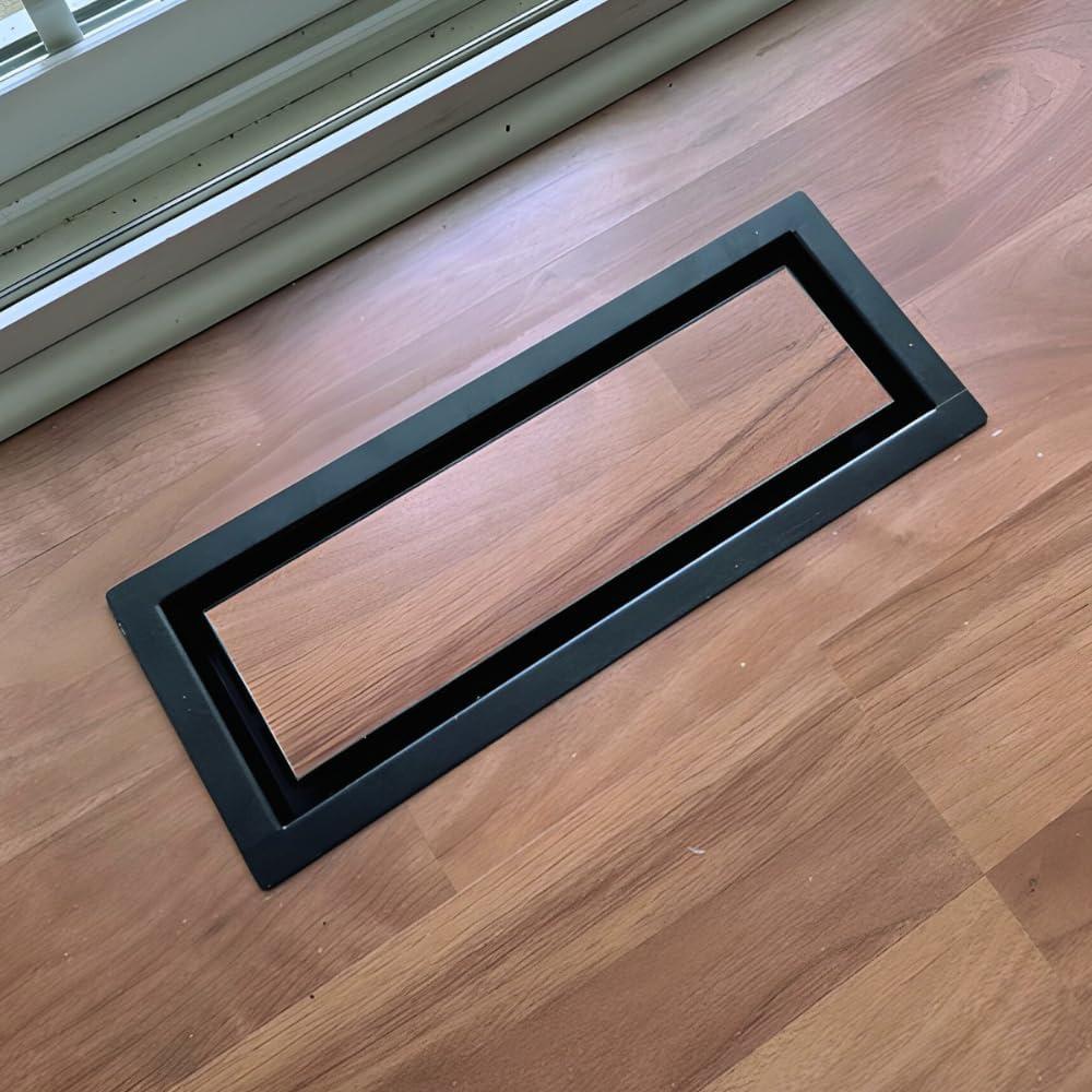 Cubierta de Ventilación de Piso AIRWINKS 4X12 cm, Metal Negro