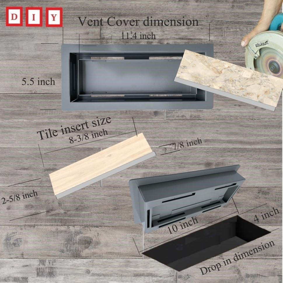 Cubierta de Ventilación de Piso MAZENHARD Gris 25.4x10.2cm