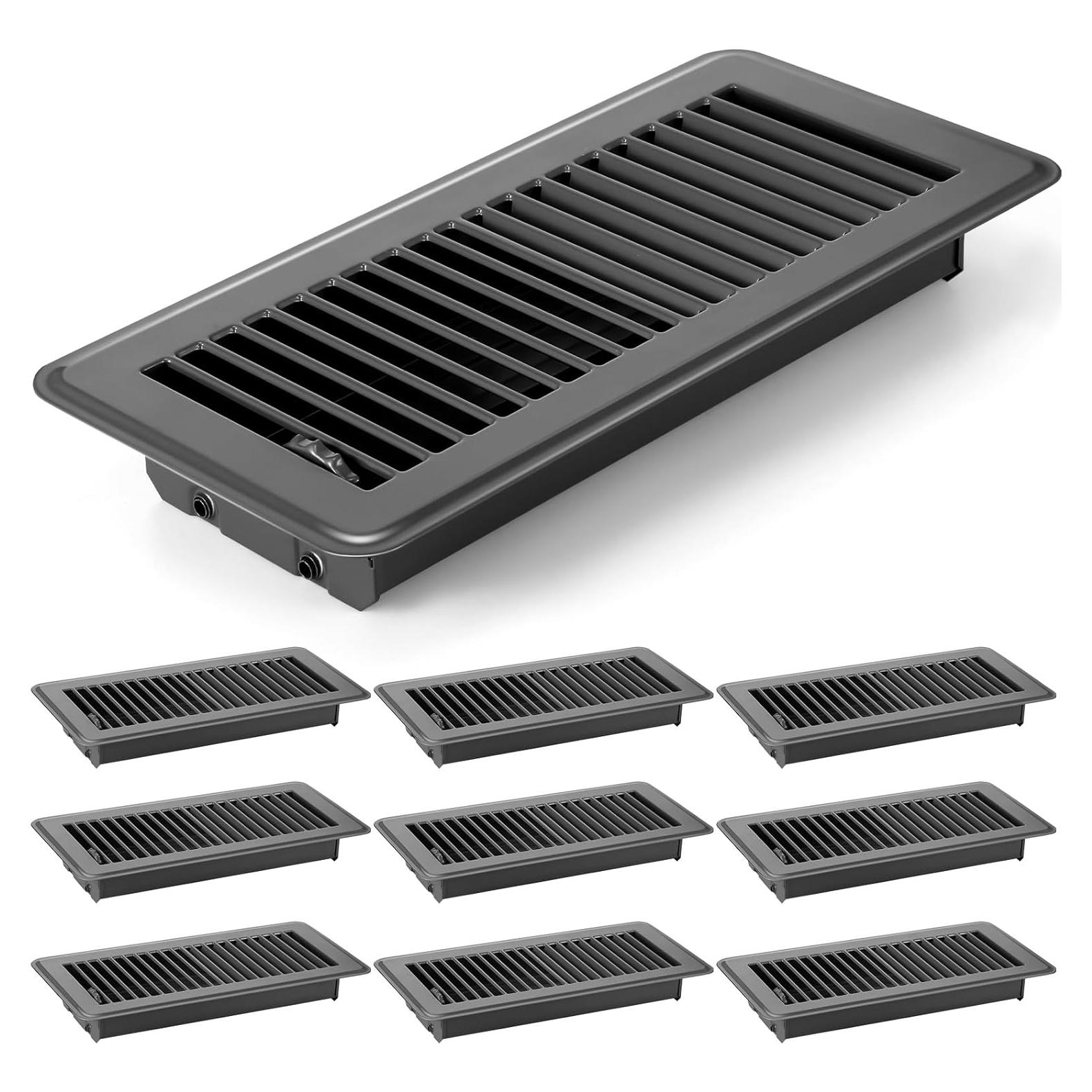 12 Cubiertas de Ventilación de Piso Fumete 10x25.4 cm Gris Oscuro