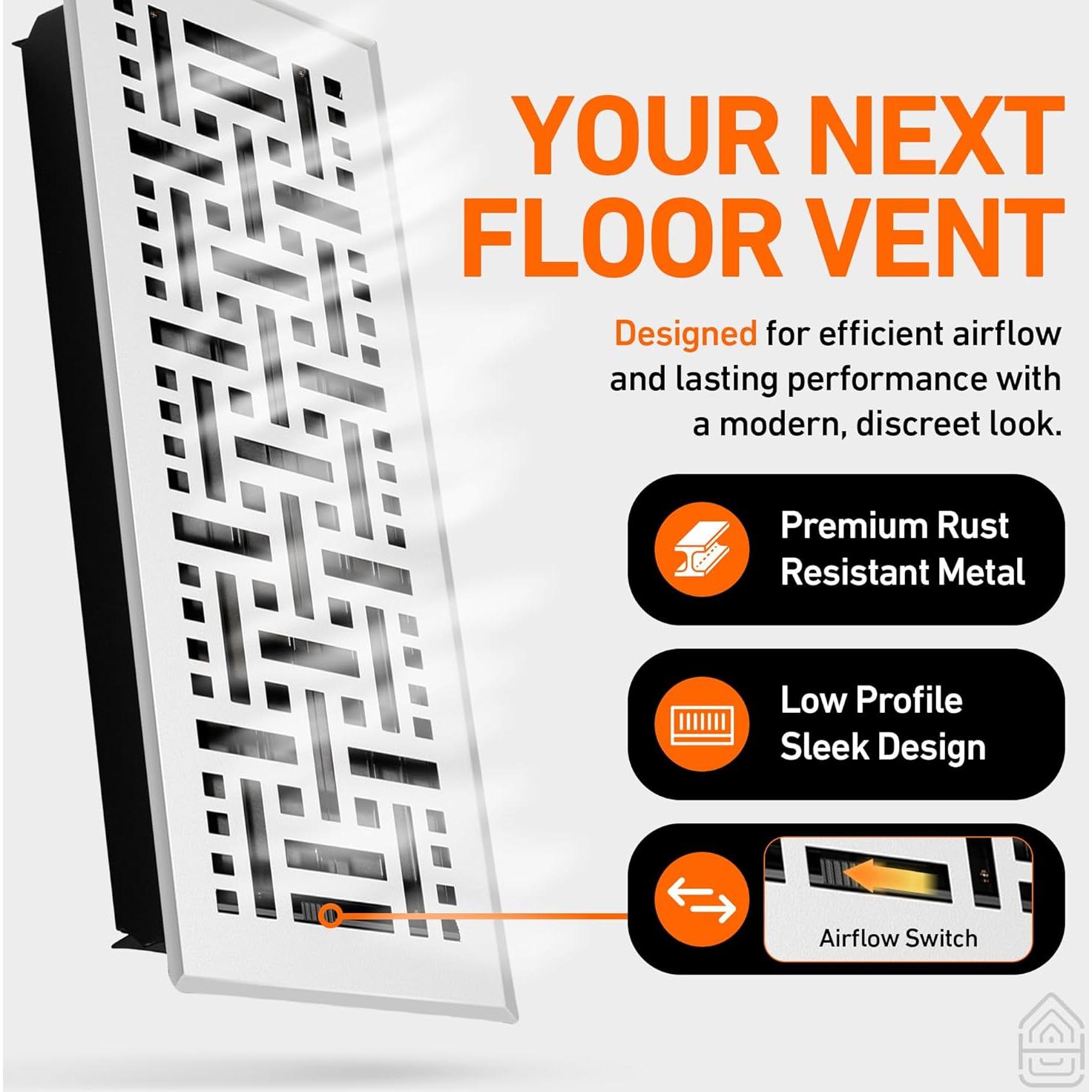 Cubierta de Ventilación de Suelo Home Intuition 4x10 cm Blanca