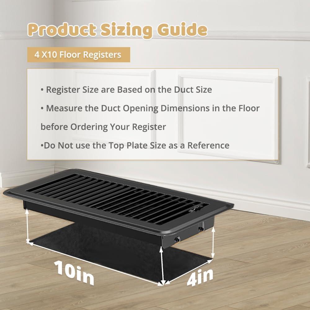 12 Piezas Cubiertas de Ventilación RLOZUI 4x10" Acero Negro