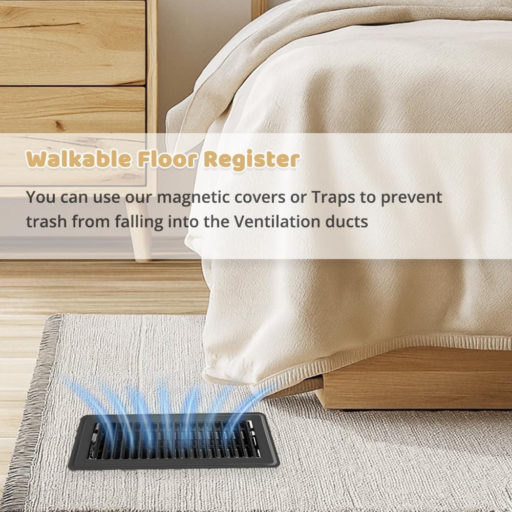 12 Piezas Cubiertas de Ventilación RLOZUI 4x10" Acero Negro