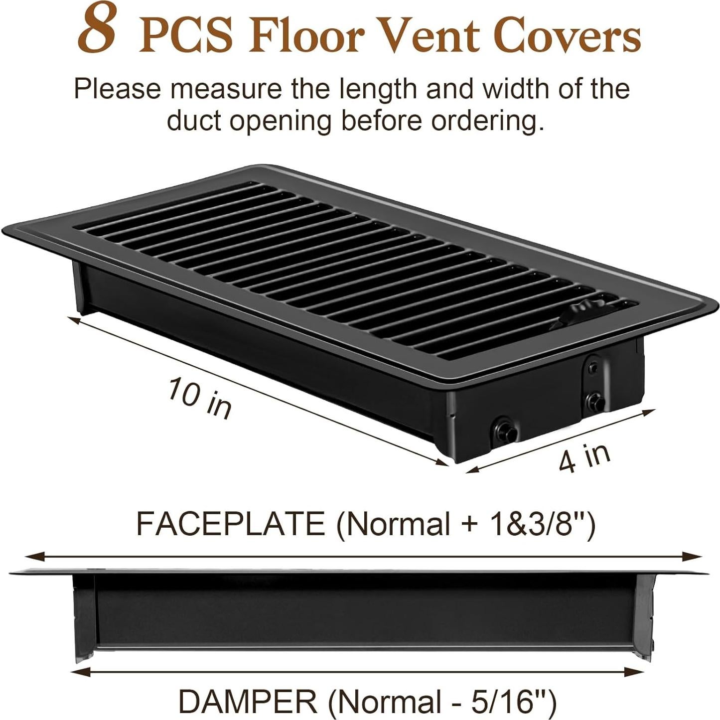 Rejillas de Piso 4x10 Essenya - 8 PCS, Metal a Prueba de Óxido