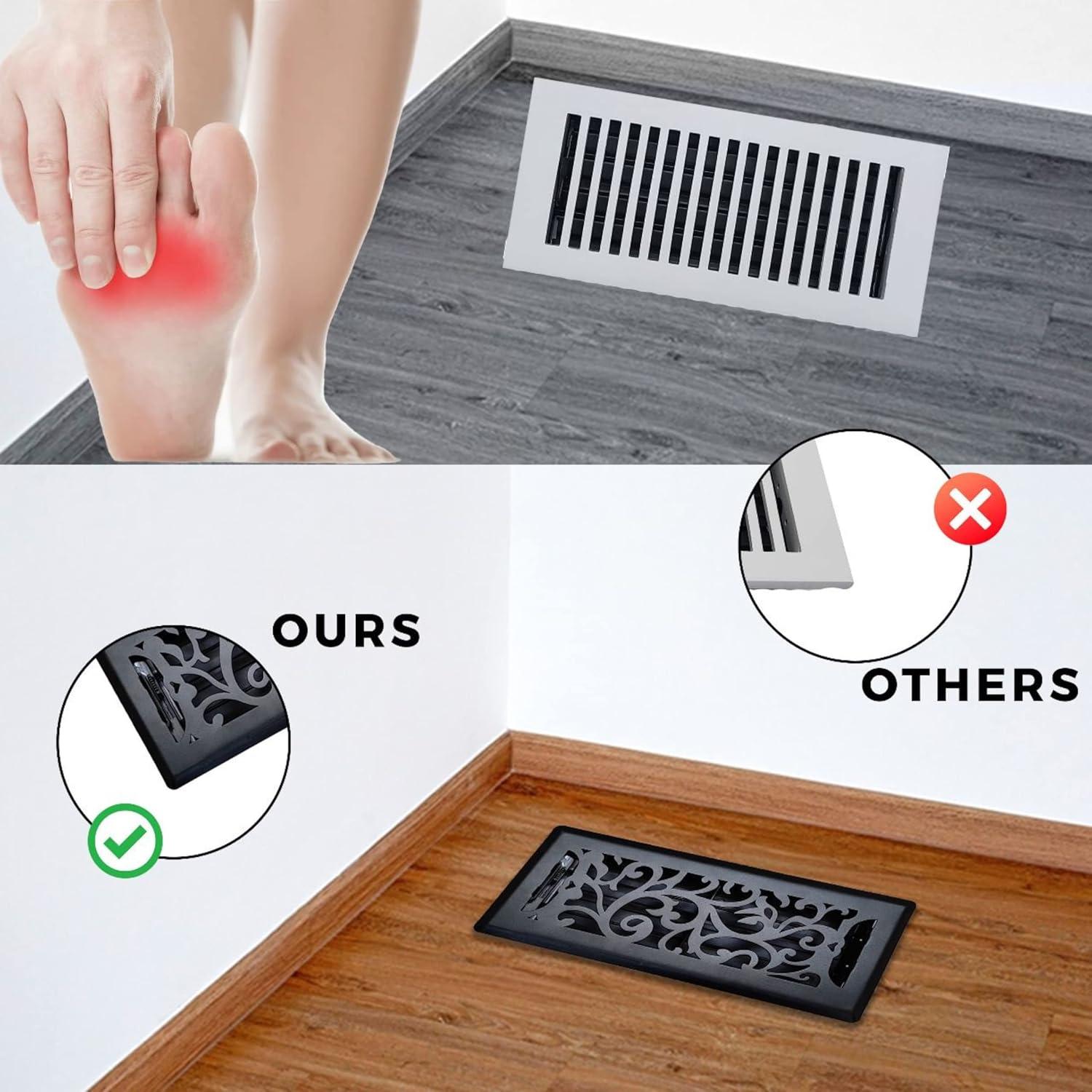 Rejilla de Piso Floral 4x10" Sierra Gates Negro Texturizado