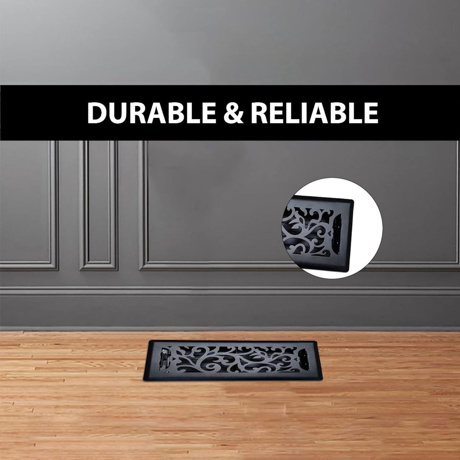 Rejilla de Piso Floral 4x10" Sierra Gates Negro Texturizado