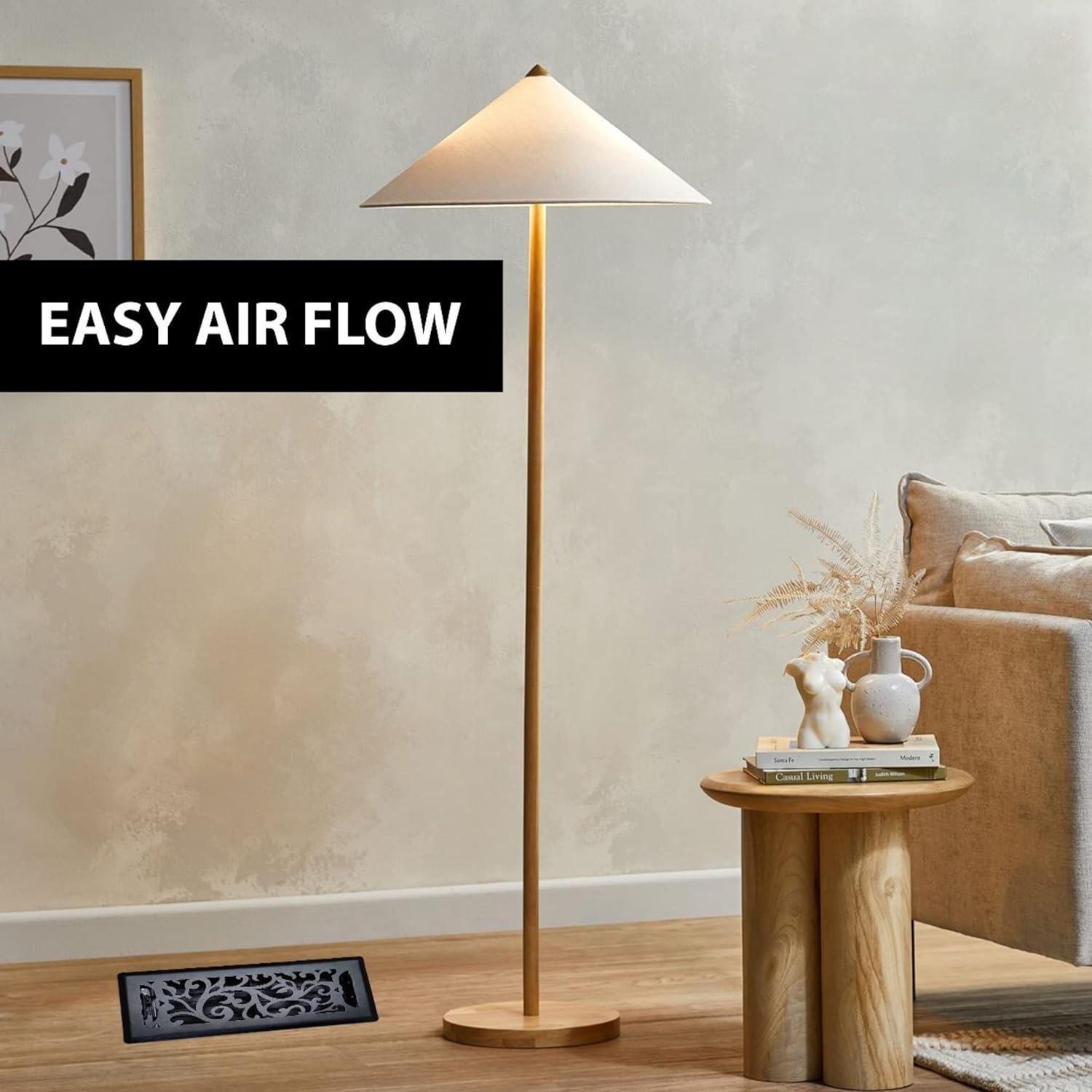 Rejilla de Piso Floral 4x10" Sierra Gates Negro Texturizado