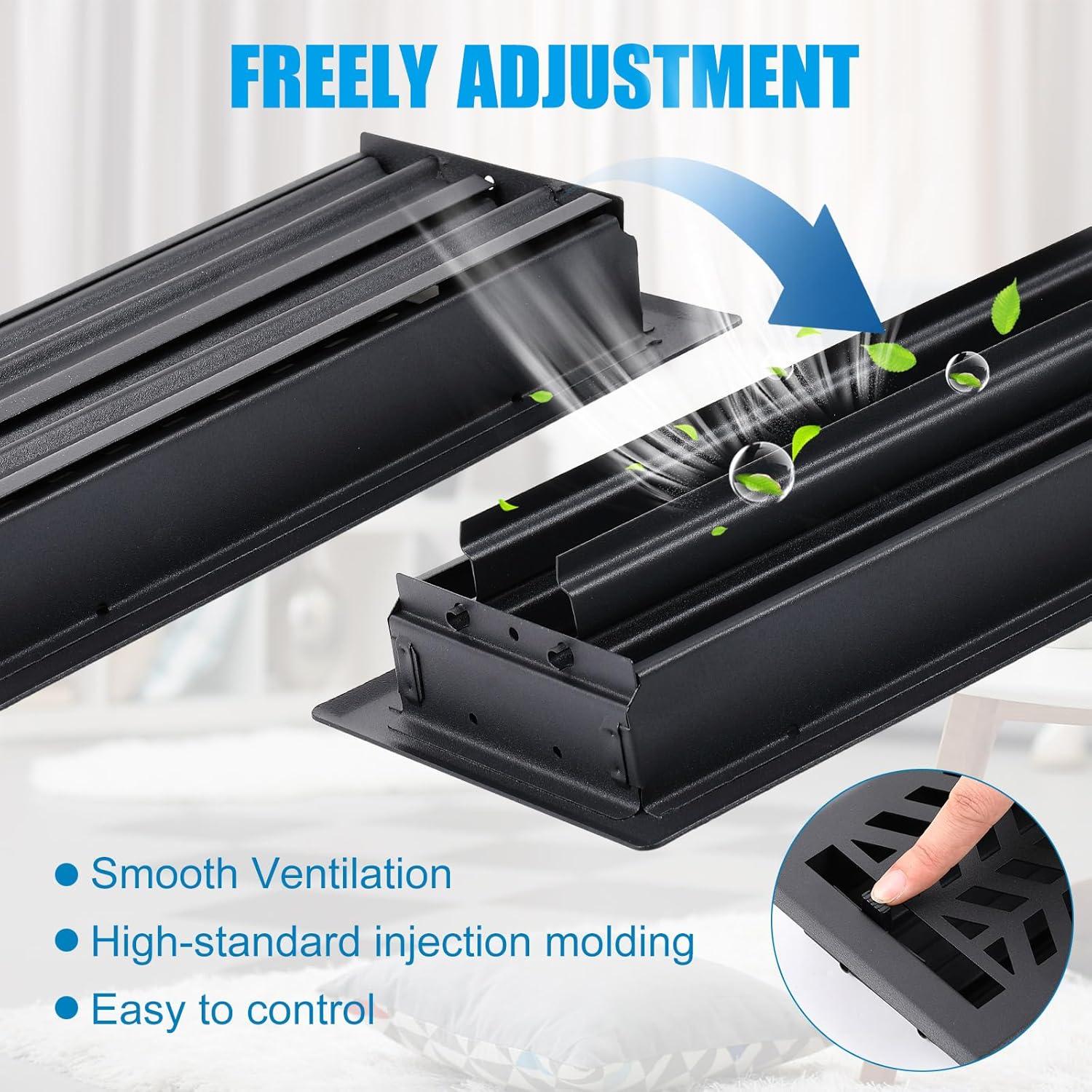 Juego de 8 rejillas de piso negras Yaocom con filtros de malla