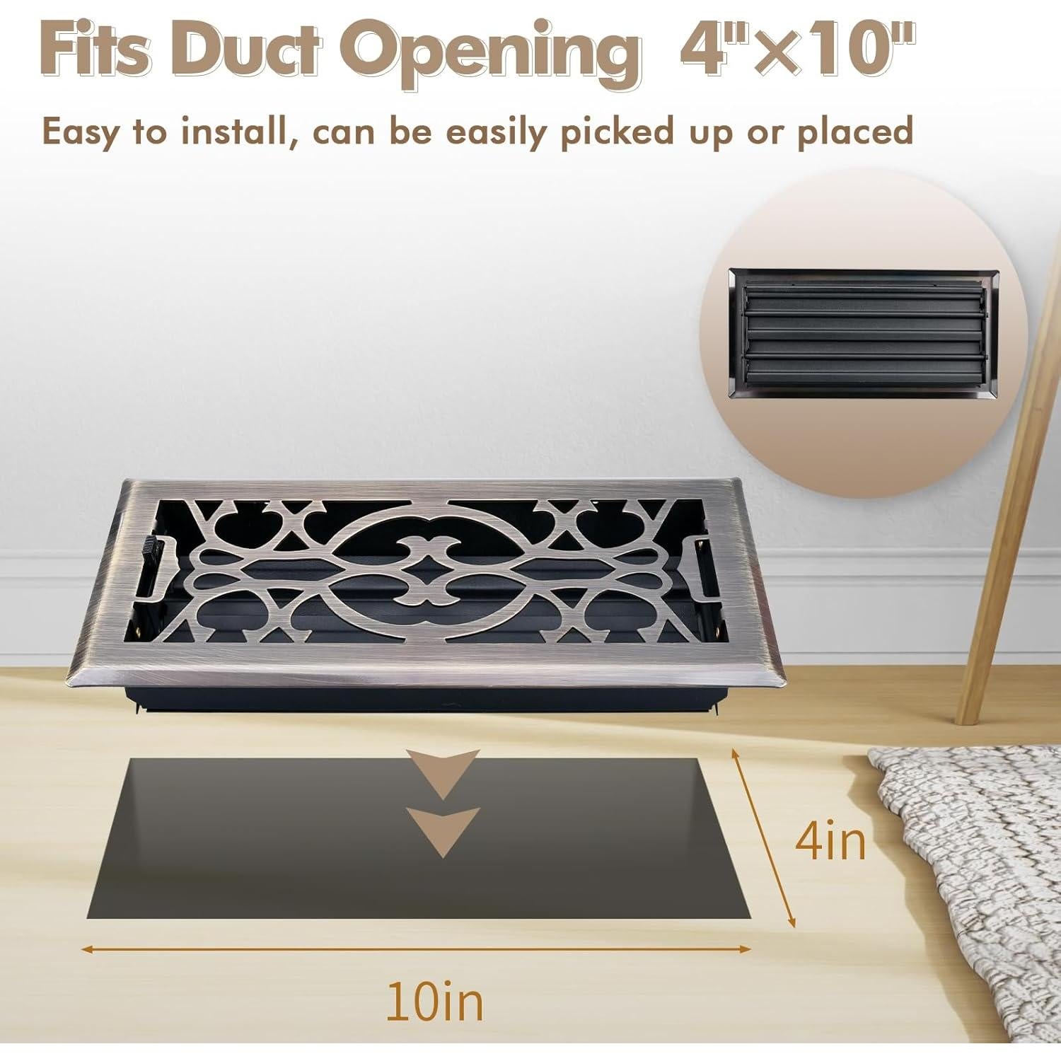 Registro de Piso 10 cm x 25.4 cm ACNOYEL Latón Antiguo 2 Pack