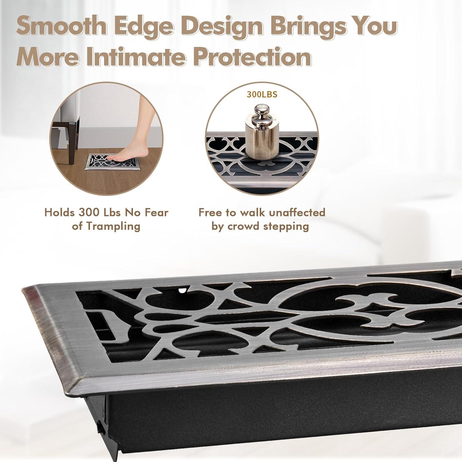 Registro de Piso 10 cm x 25.4 cm ACNOYEL Latón Antiguo 2 Pack