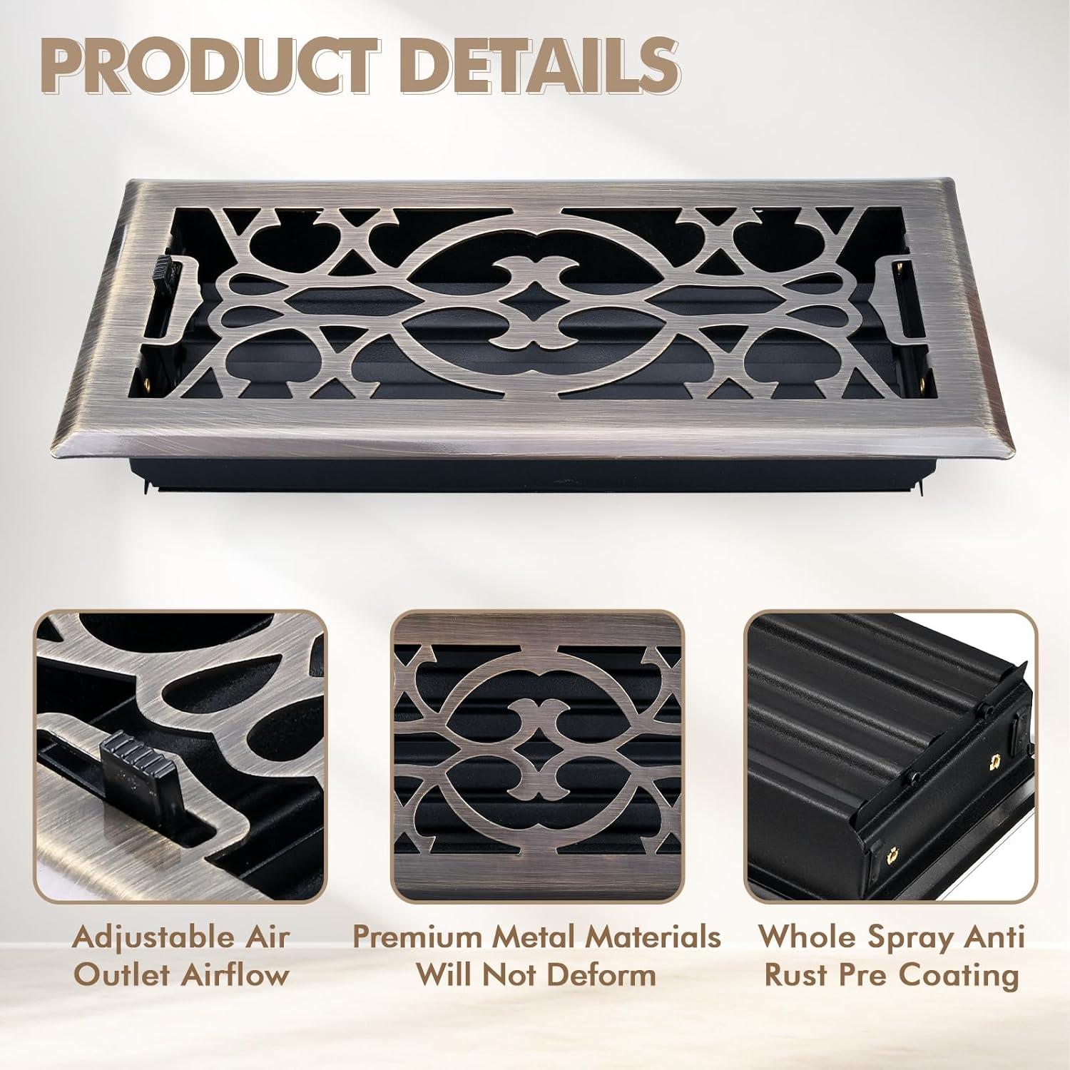 Registro de Piso 10 cm x 25.4 cm ACNOYEL Latón Antiguo 2 Pack