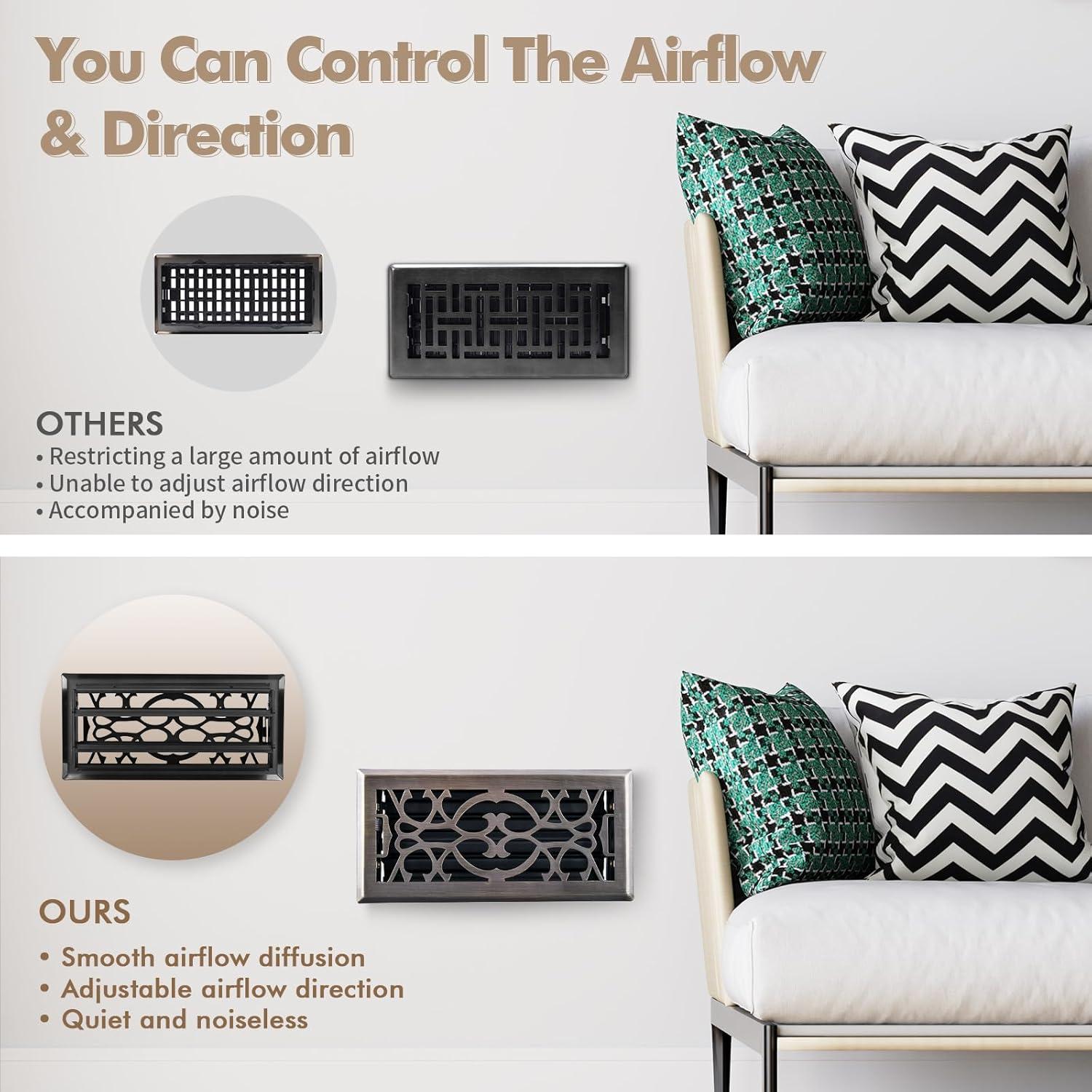 Registro de Piso 10 cm x 25.4 cm ACNOYEL Latón Antiguo 2 Pack