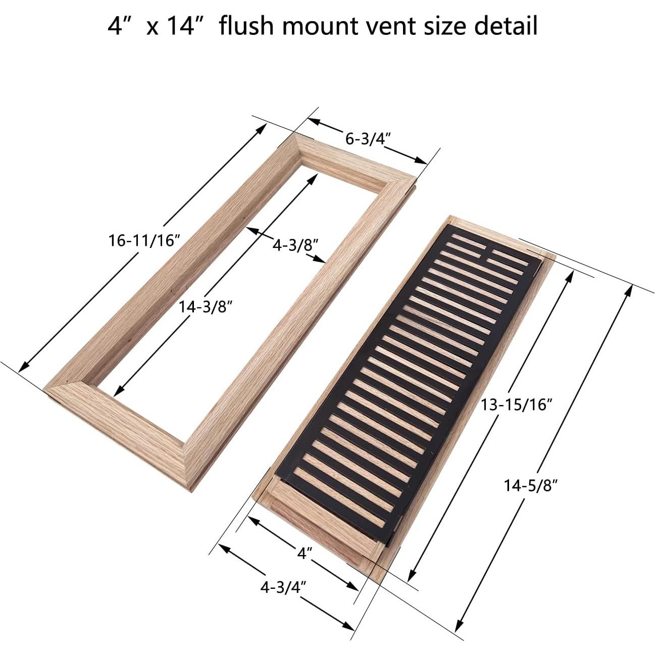 Registro de Piso de Madera de Hickory 4x14" con Compensador