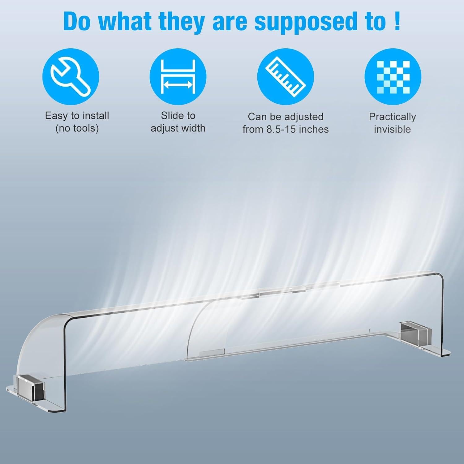 Deflector de Aire Ajustable CH24globall Claro 2Pack 25.4-35.6 cm