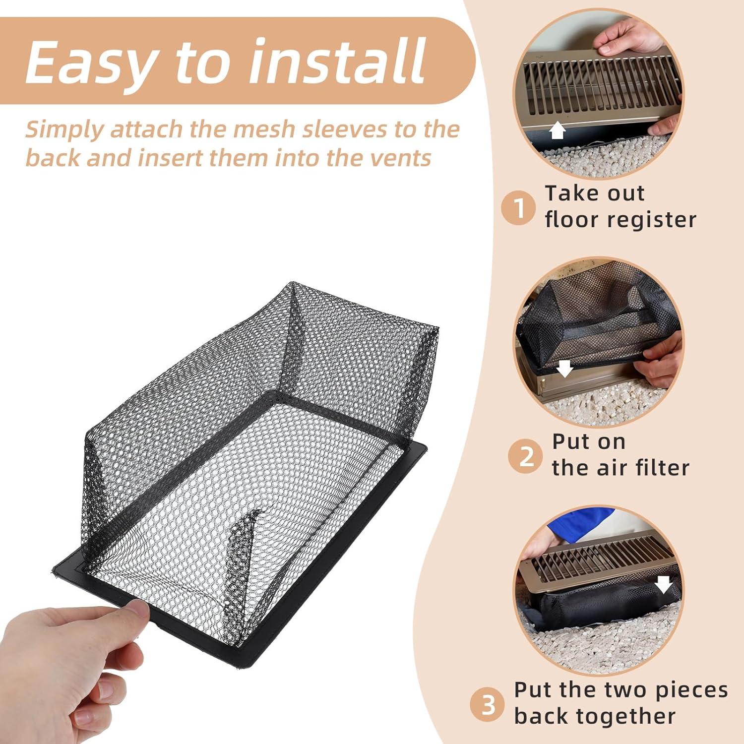 6 Trampas de Ventilación de Piso Abeillo 10x25.4 cm Negro