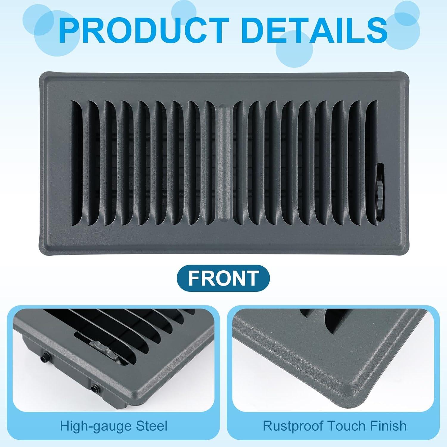 Set de 12 Rejillas de Ventilación de Piso Rossesay 10x25 cm