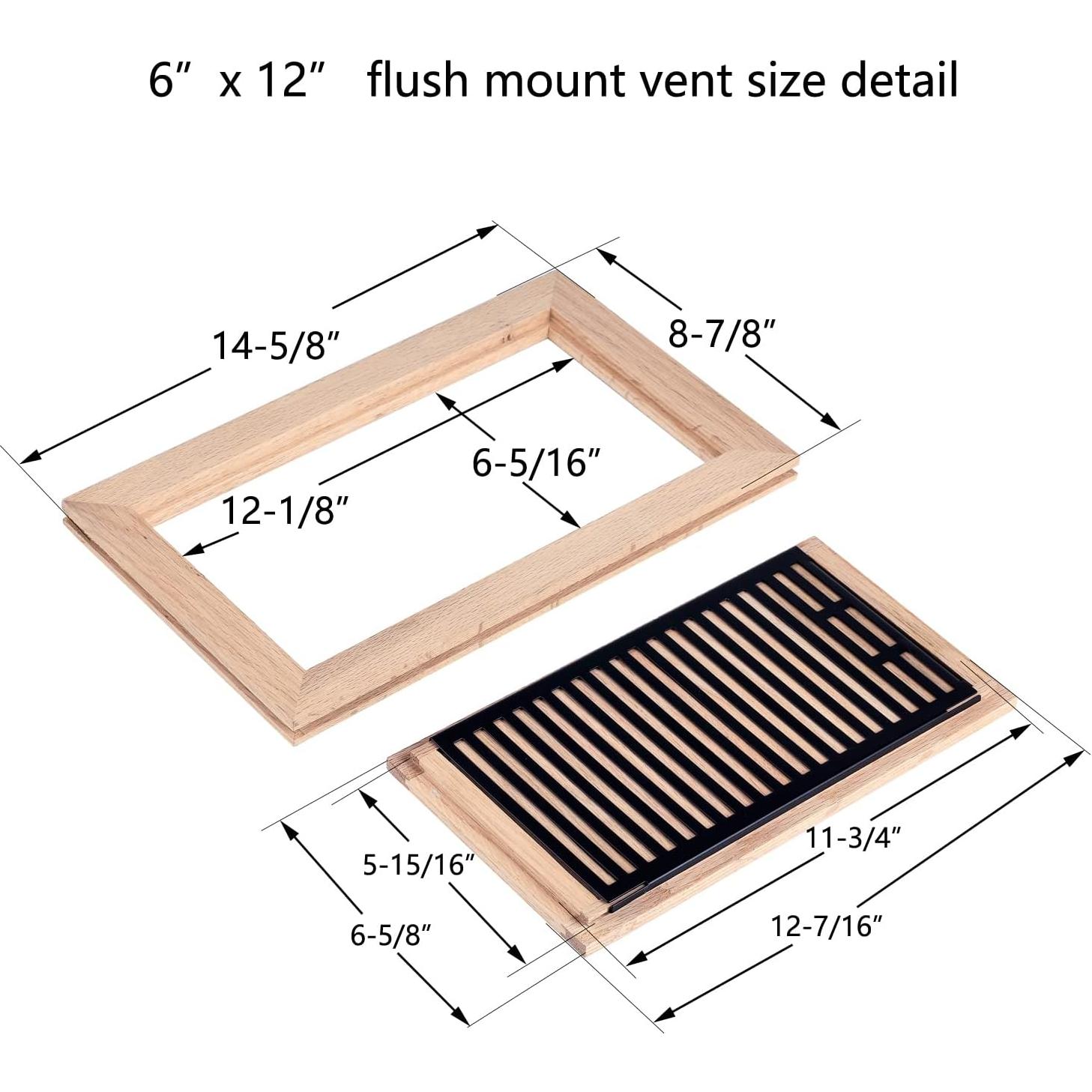 Registro de Piso Empotrado Homewell 6x12" Roble Rojo Sin Acabado