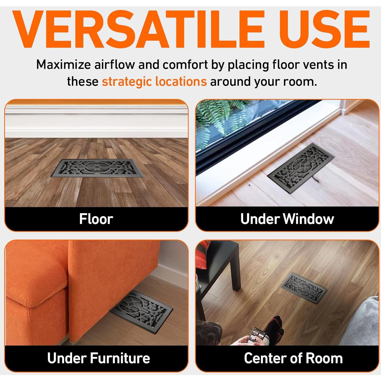 Cubierta de Ventilación de Piso Home Intuition 2x14 cm Gris