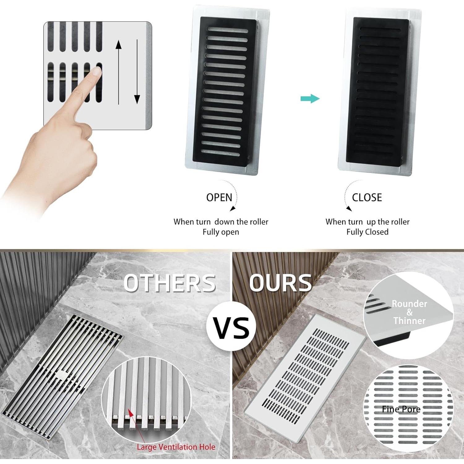 Registro de Piso 10 cm x 25 cm IQCGZ Plata y Negro