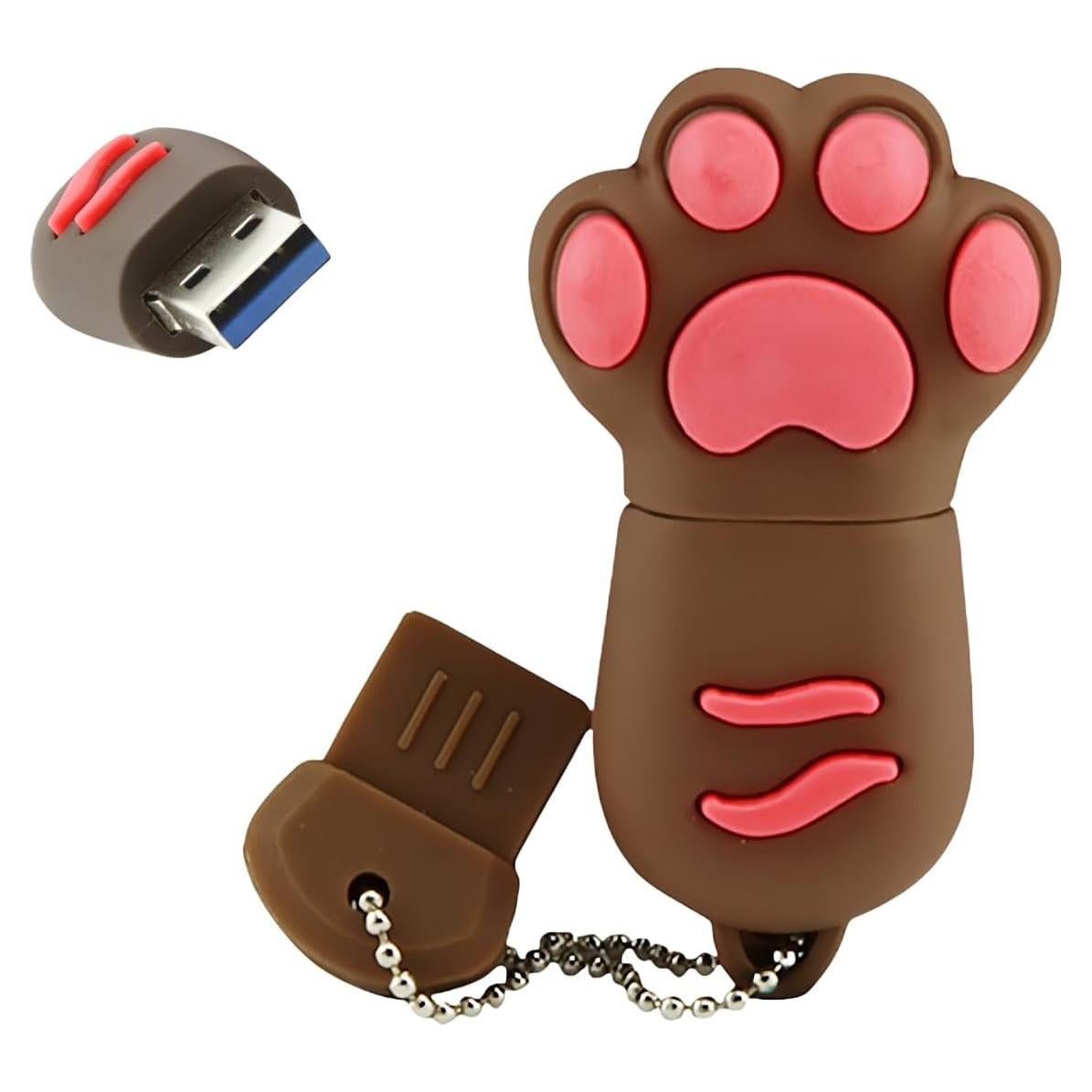 Unidad Flash USB 3.0 Ecoodisk 128GB Patita de Gato Marrón