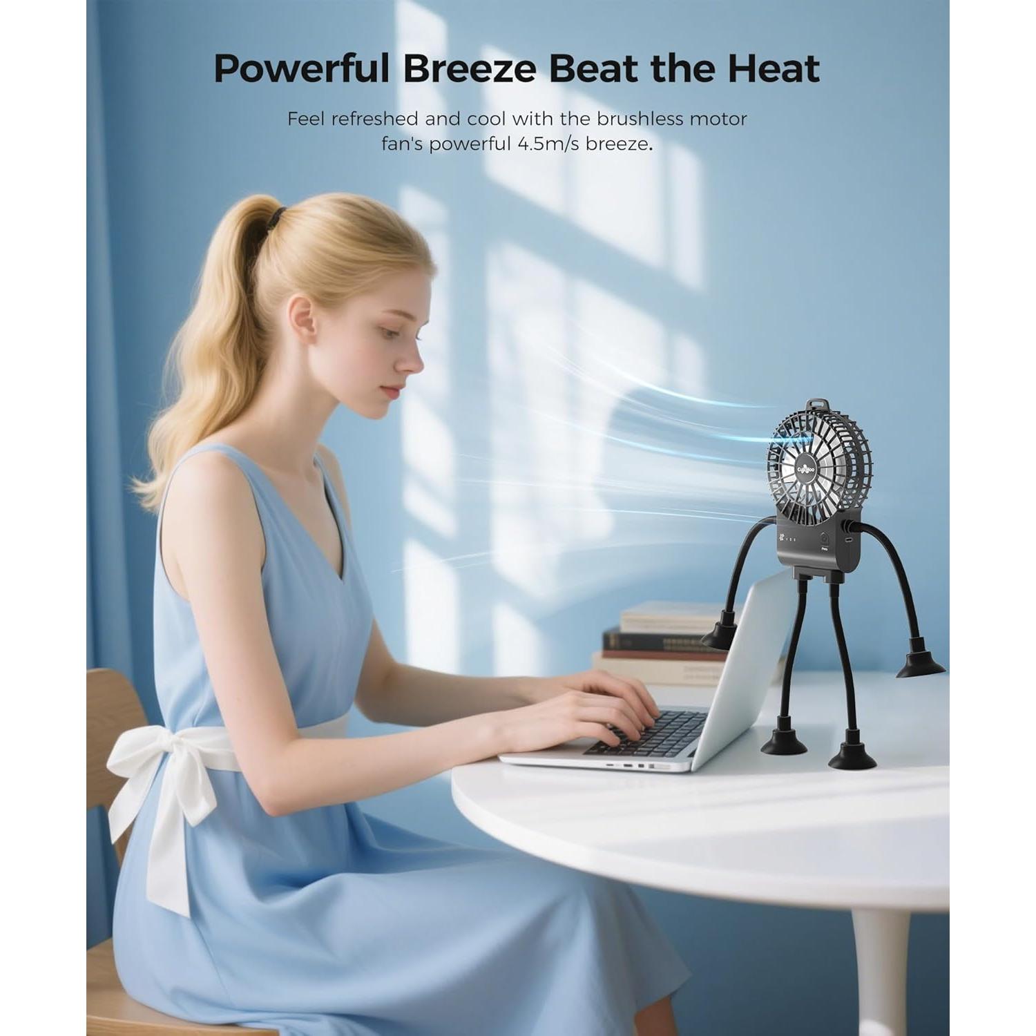 Ventilador Robot Portátil CUTEHOO Recargable Oscuro 10h