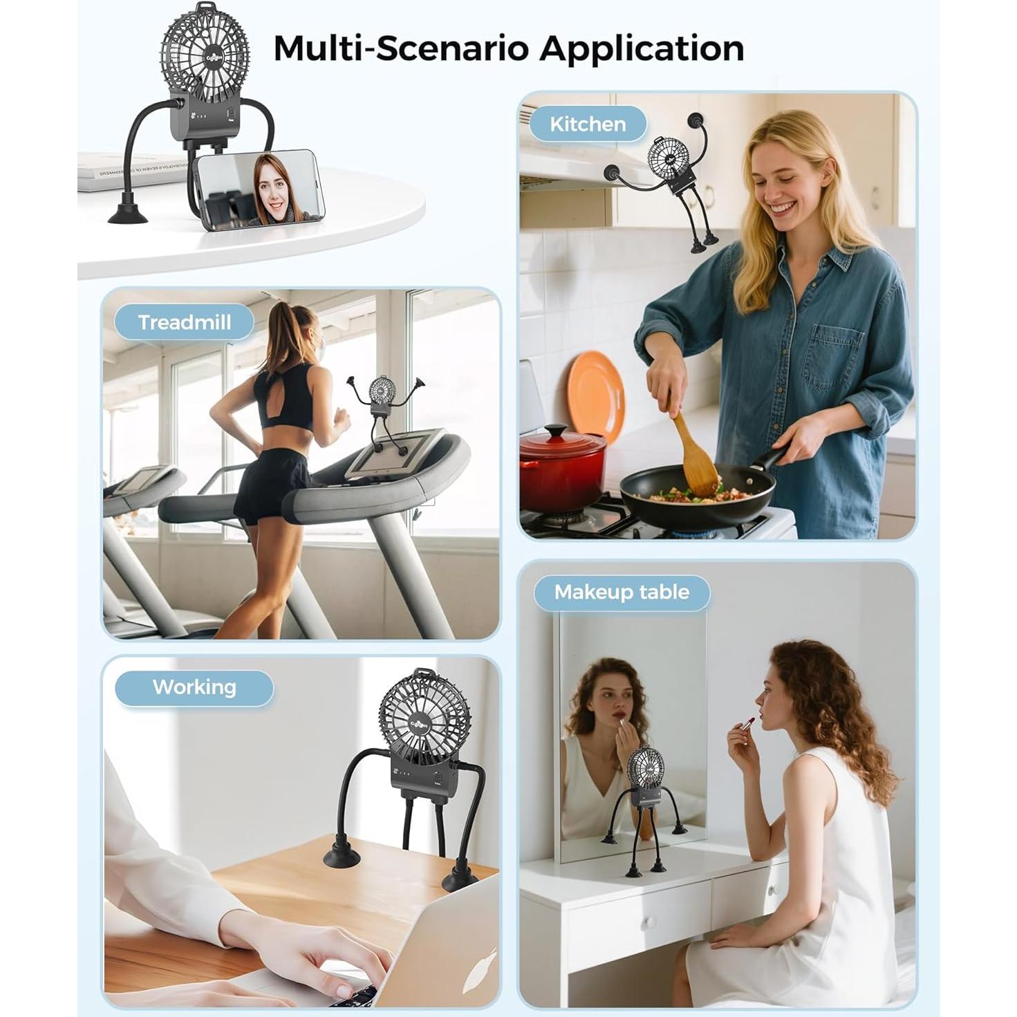 Ventilador Robot Portátil CUTEHOO Recargable Oscuro 10h