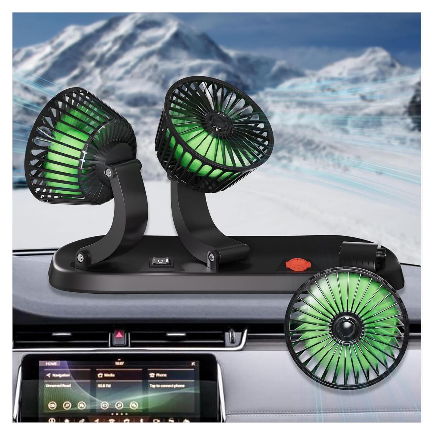Ventilador de Coche USB Moqidong 3 Cabezas 360° Silencioso