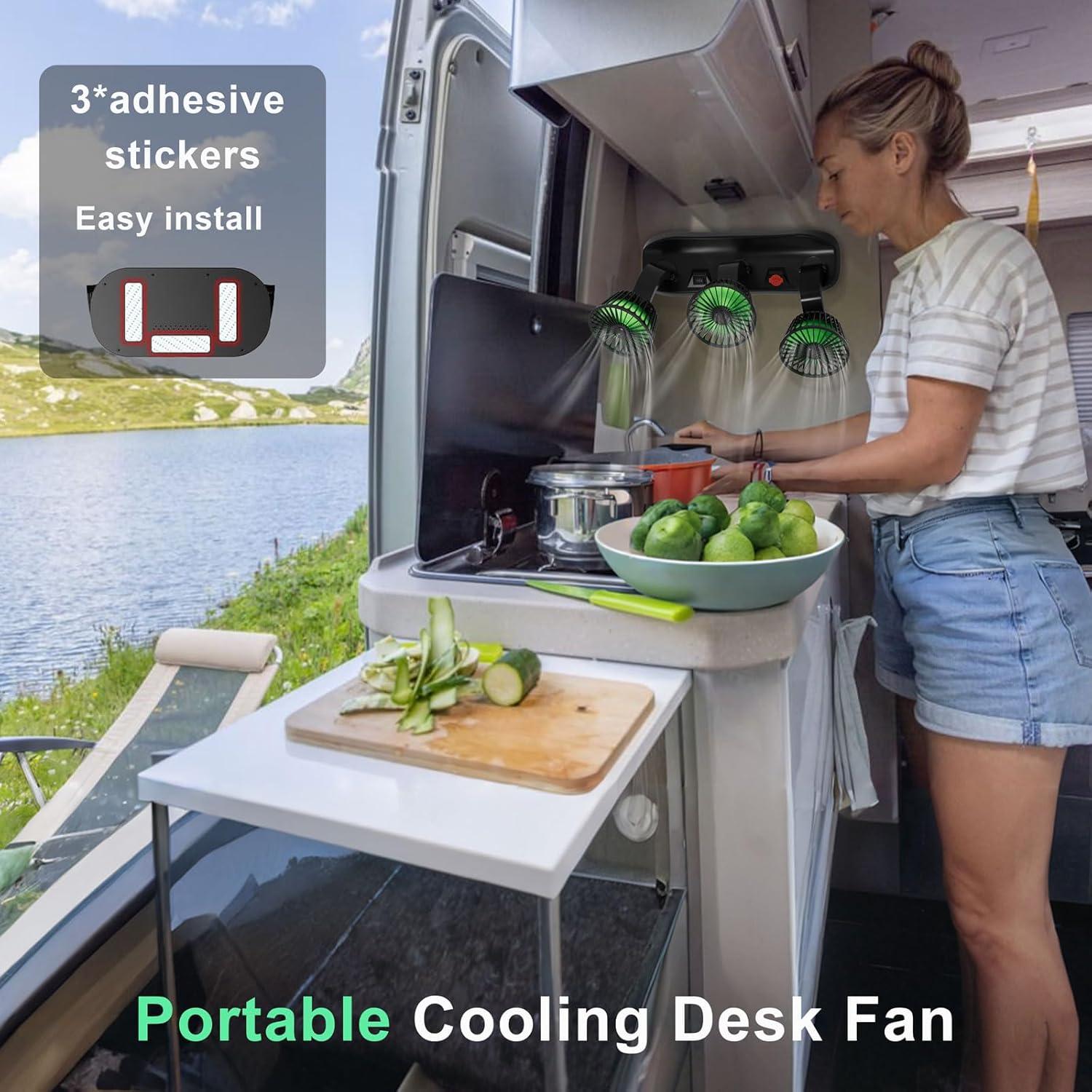 Ventilador de Coche USB Moqidong 3 Cabezas 360° Silencioso