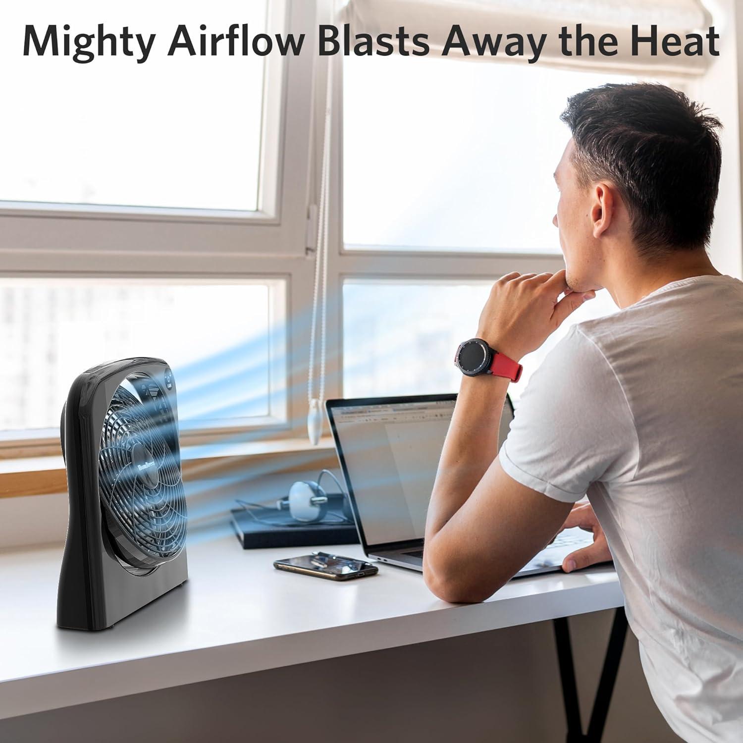 Ventilador de Escritorio HomBreez 10" Portátil USB-C 2 Velocidades