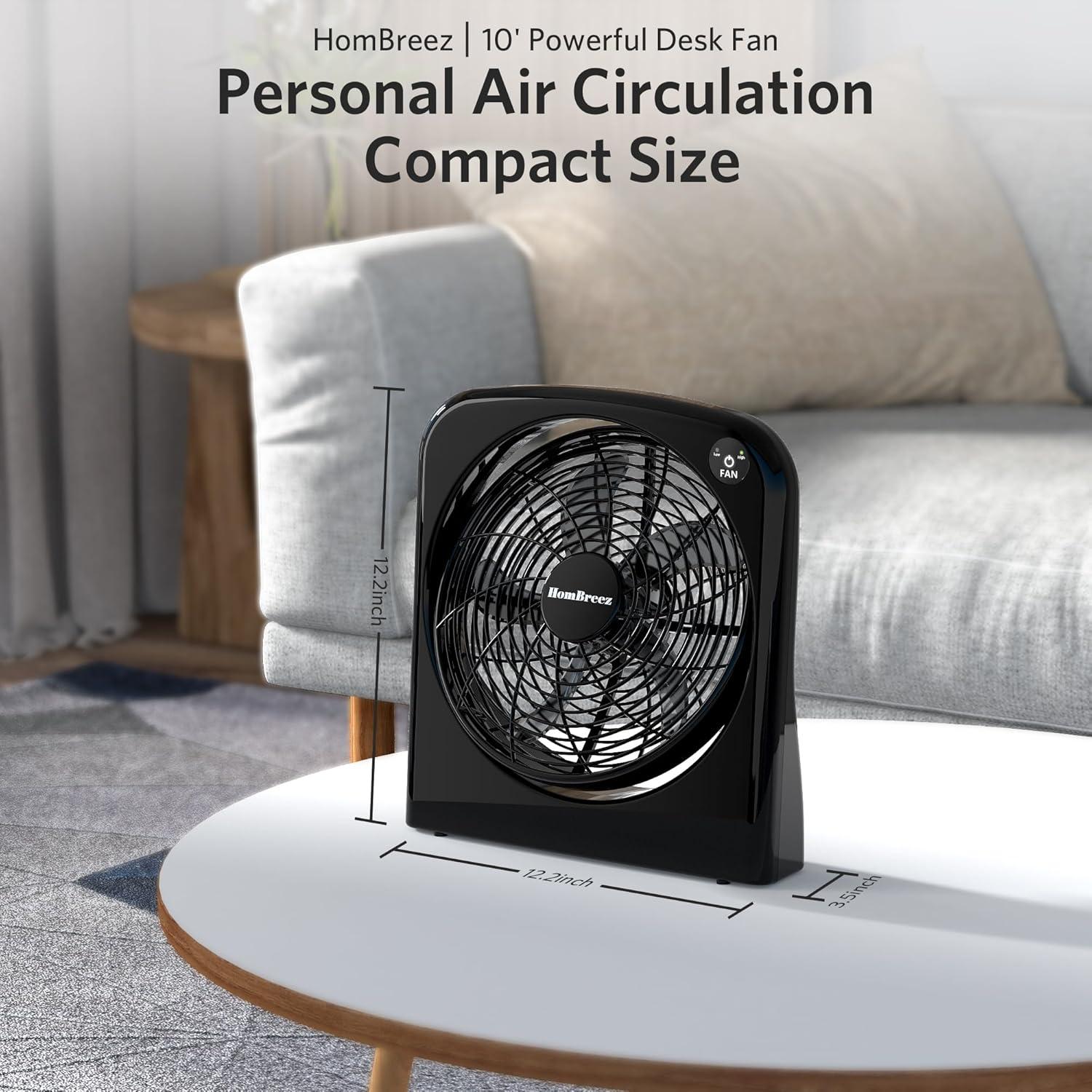 Ventilador de Escritorio HomBreez 10" Portátil USB-C 2 Velocidades