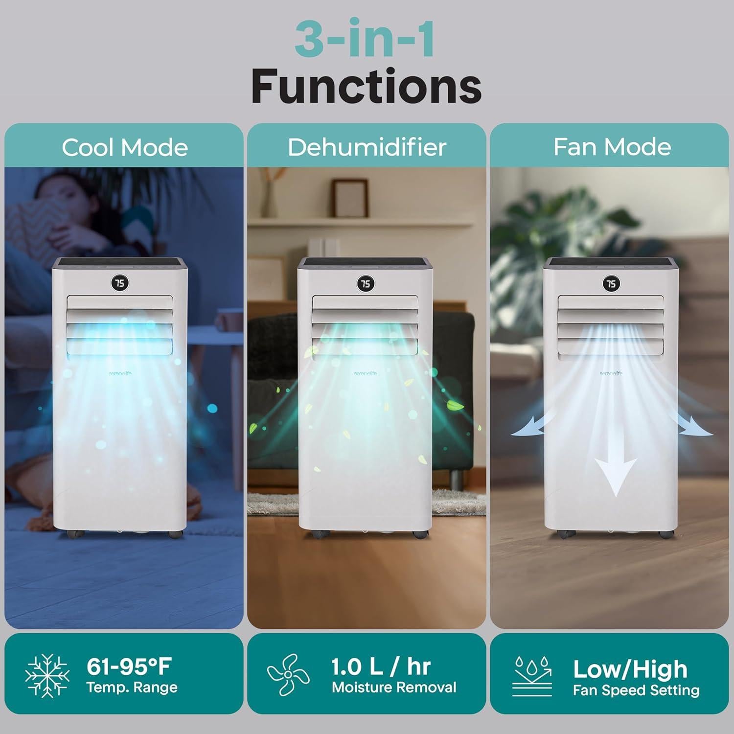 Aire Acondicionado Portátil SereneLife 8000 BTU 32.5 m²