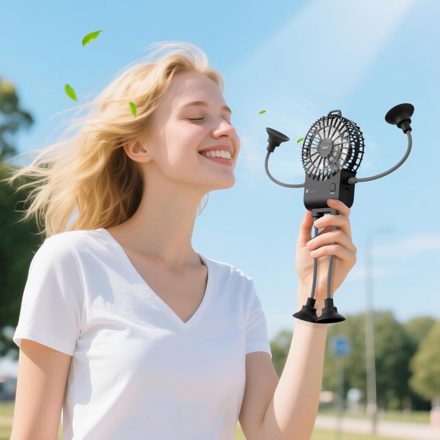Ventilador Portátil Simfree Negro, 3 Velocidades, Manos Libres