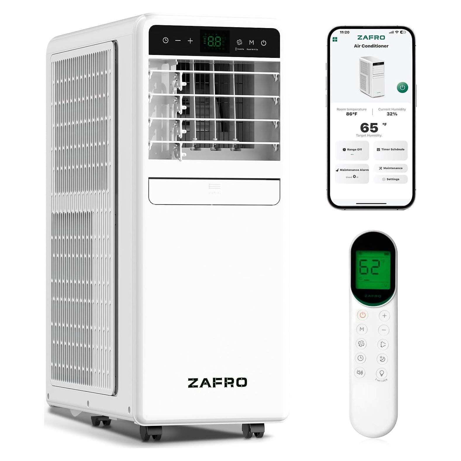 12,000 BTU Portable Air Conditioner, 3-IN-1 Smart AC Unit with Fan/Dehumidifier/Drainage-free Cooling, APP/Voice/Remote/Touch, 47 dB, Sleep Mode, Window Installation Kit, 24H Timer for Home/Office
