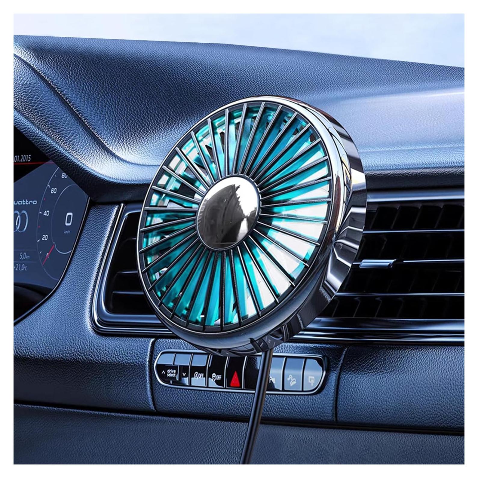 Ventilador de Coche DICMKY USB 360° Silencioso con Luz