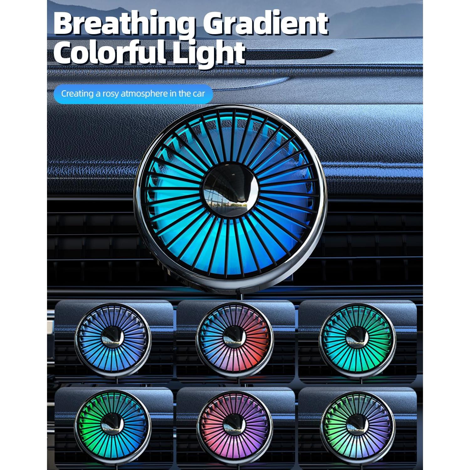 Ventilador de Coche DICMKY USB 360° Silencioso con Luz
