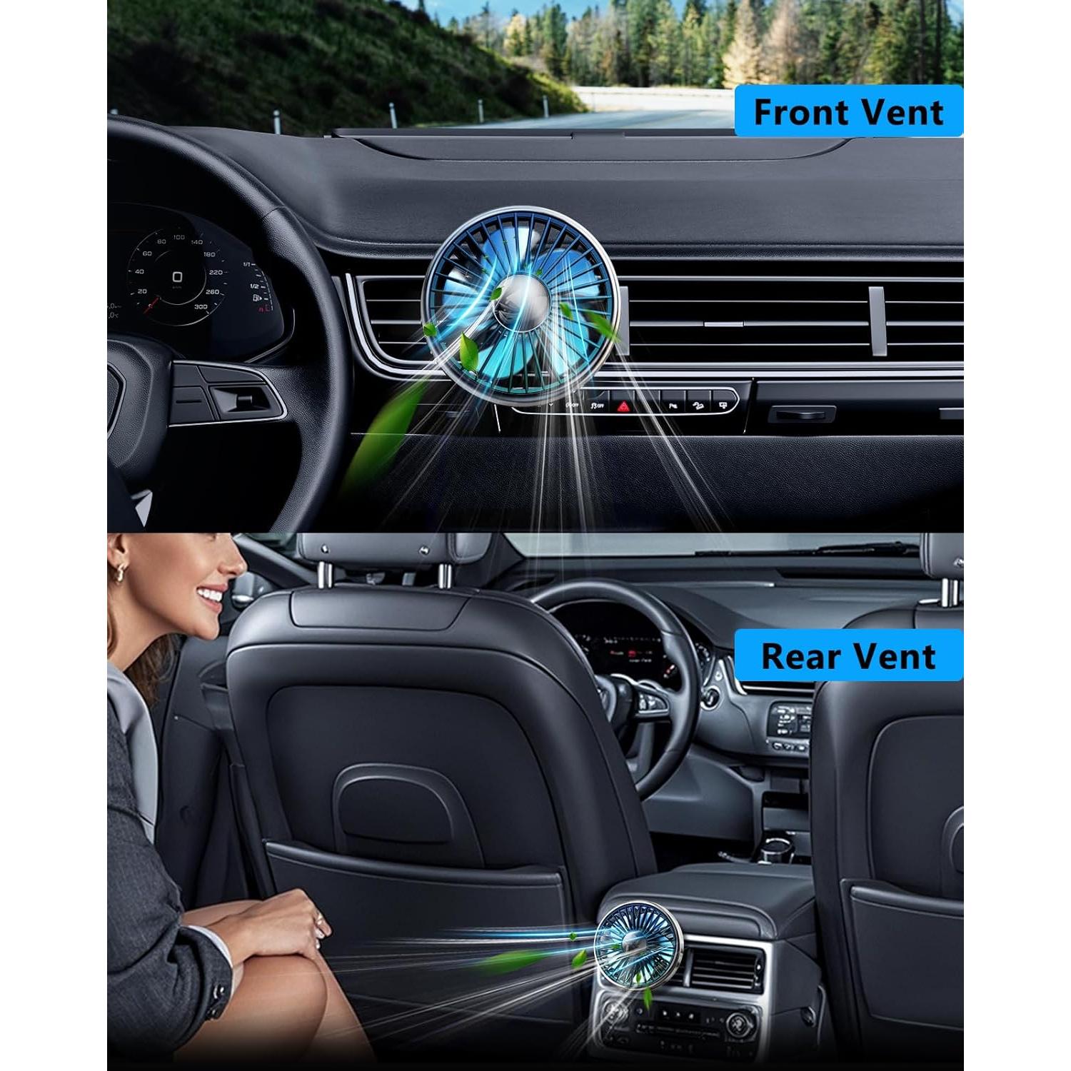 Ventilador de Coche DICMKY USB 360° Silencioso con Luz