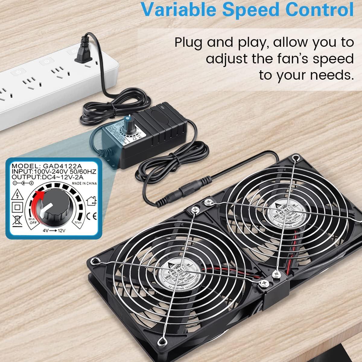 Ventilador de Computadora GDSTIME 2x120mm con Controlador 240V