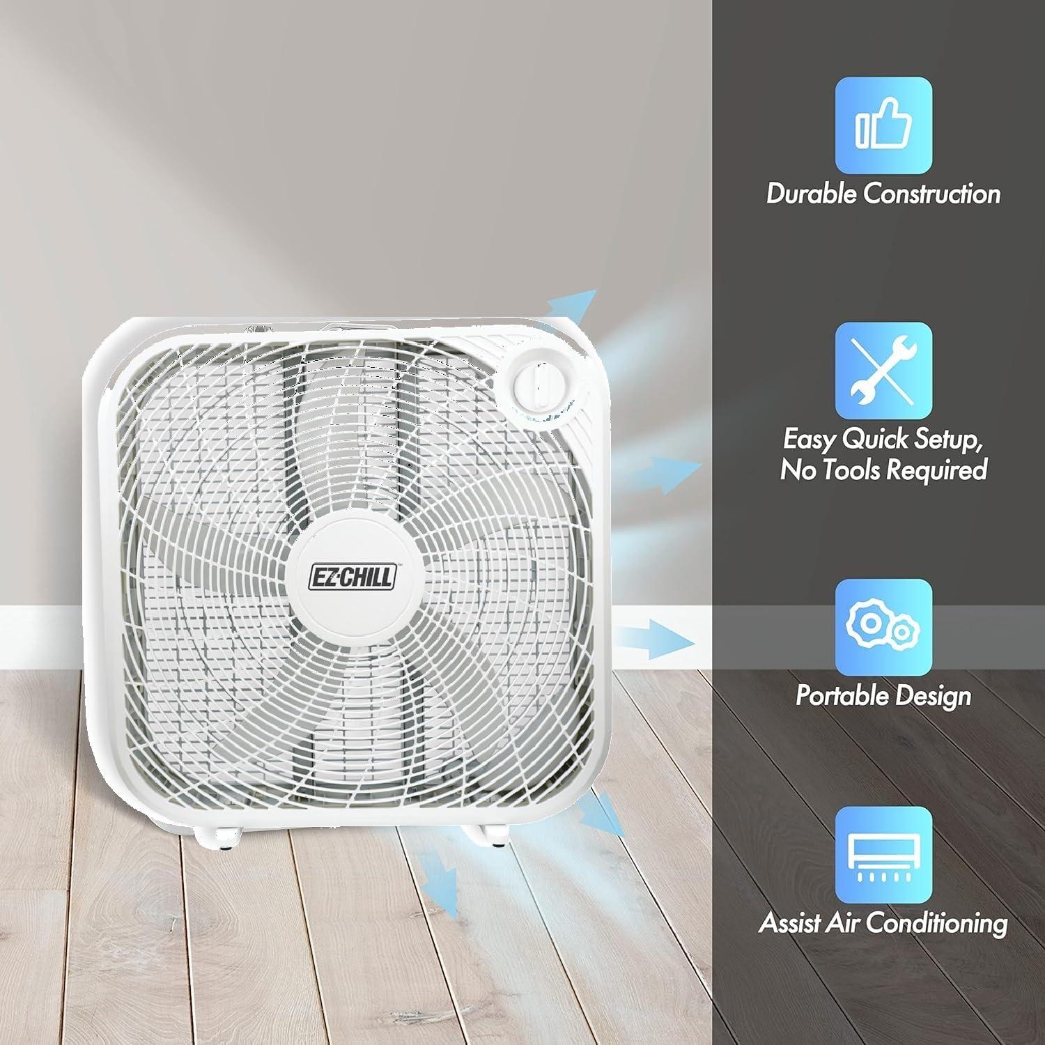 Ventilador de Caja EZ-CHILL 20" (50.8 cm) 3 Velocidades Blanco