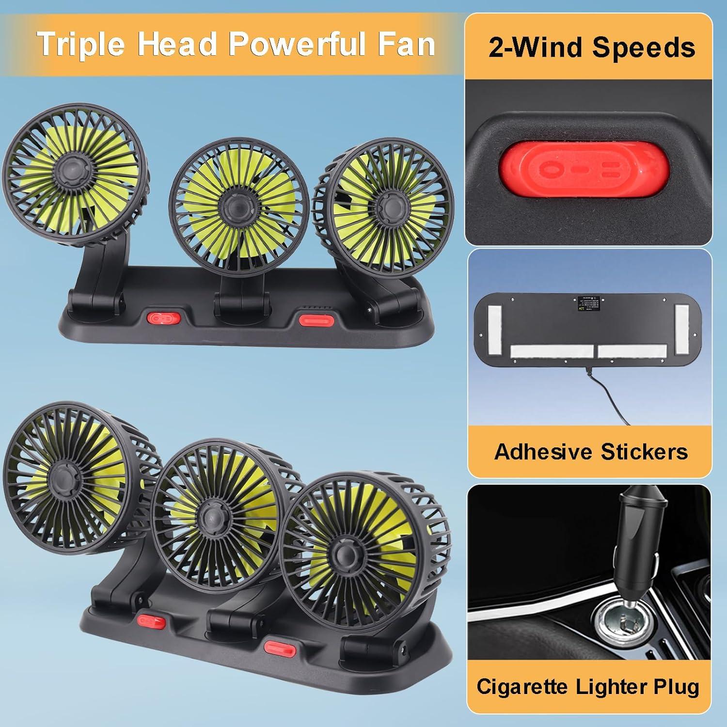 Ventilador de Coche Dicross Triple Cabeza 12V Silencioso