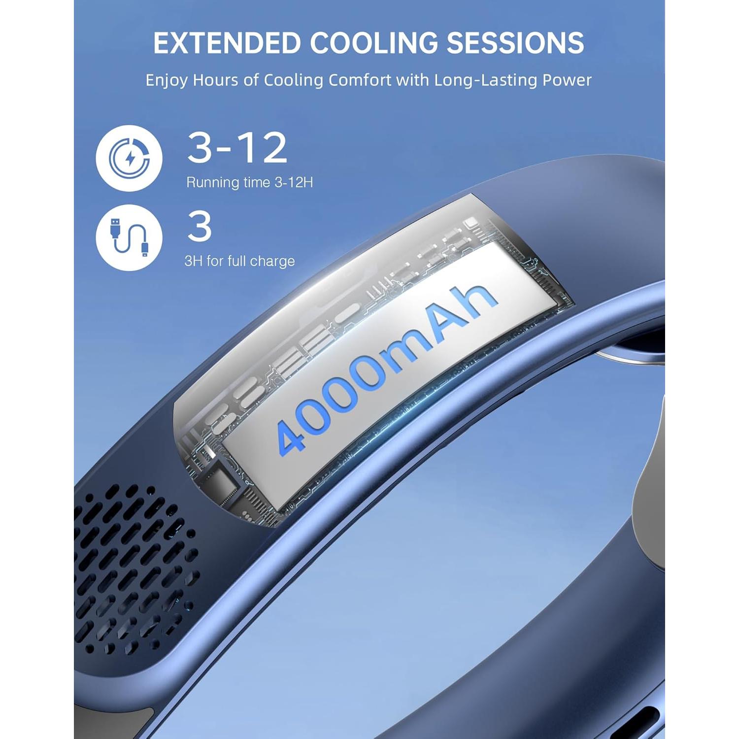 Ventilador de Cuello FrSara S8 Pro Recargable 4000mAh LED