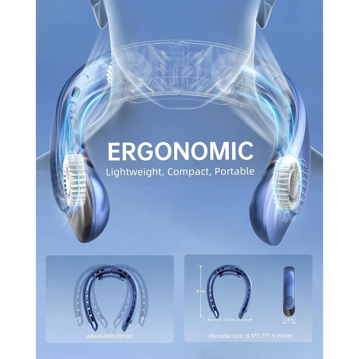 Ventilador de Cuello FrSara S8 Pro Recargable 4000mAh LED