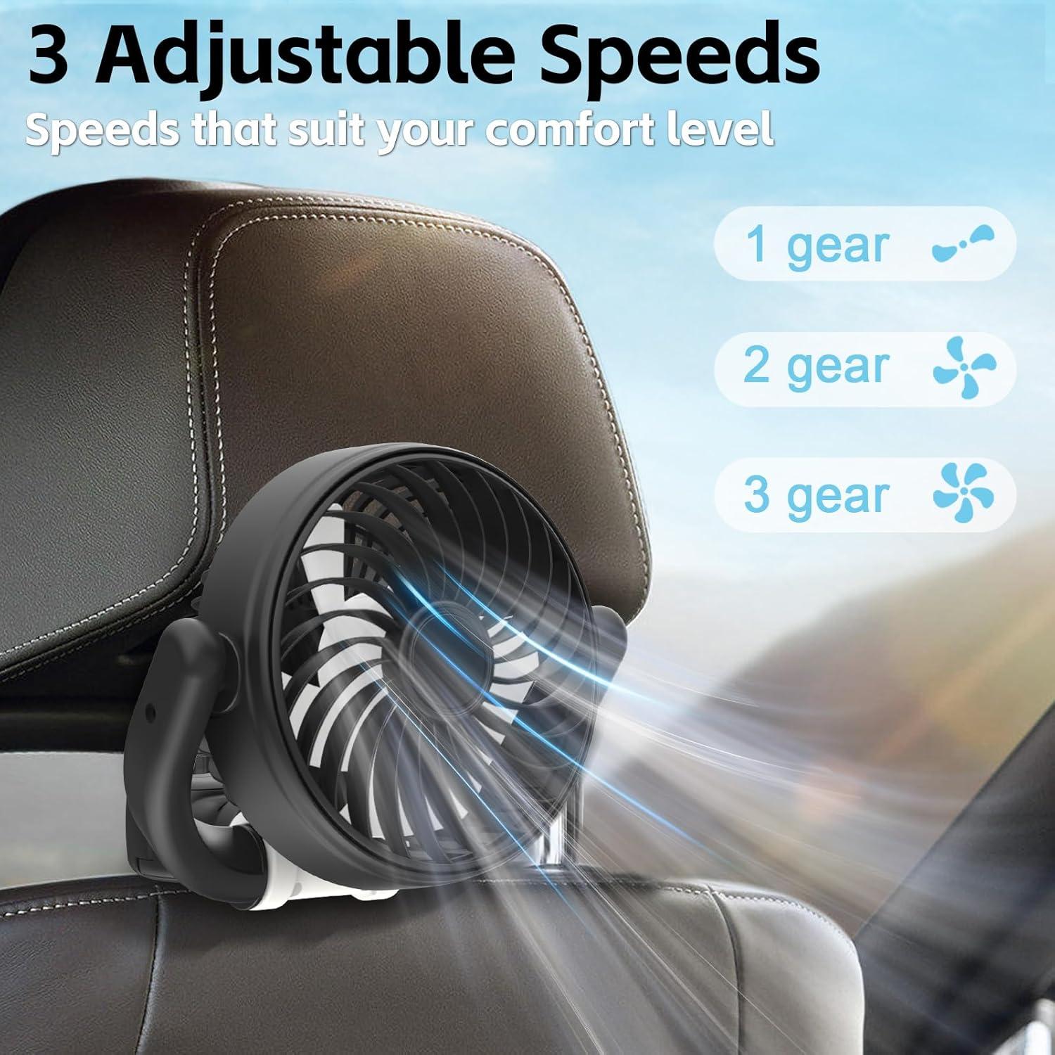 Ventilador Recargable Dealswin para Automóvil 3 Velocidades