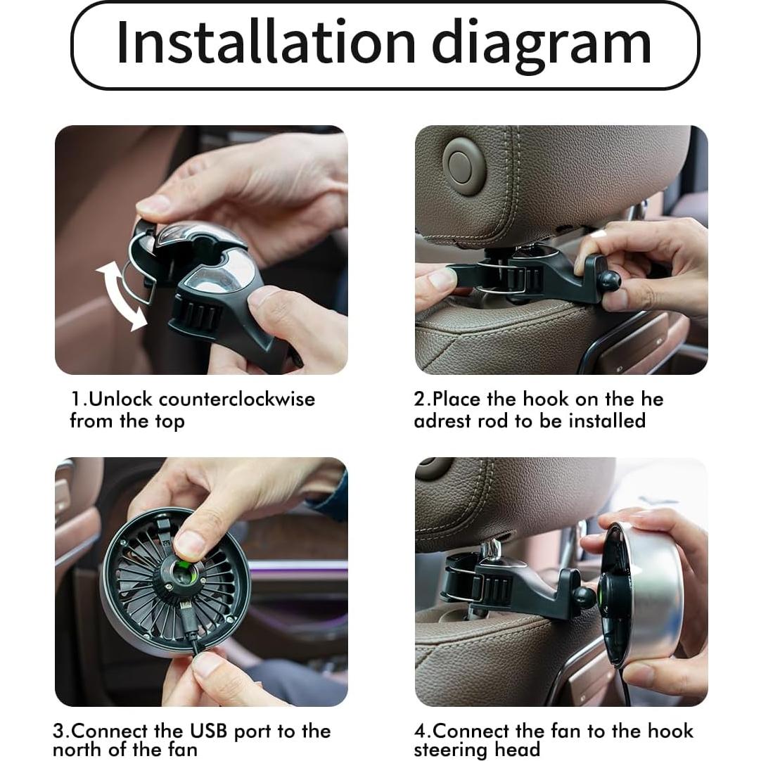 Ventilador de Coche Portátil XTryfun FE052 USB 3 Velocidades