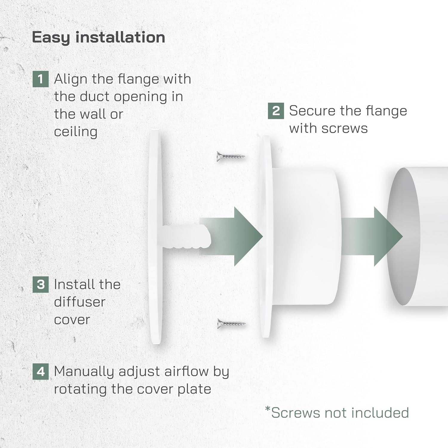 Difusor de Aire Circular 15.24 cm Vent Systems - Plástico Blanco Ajustable