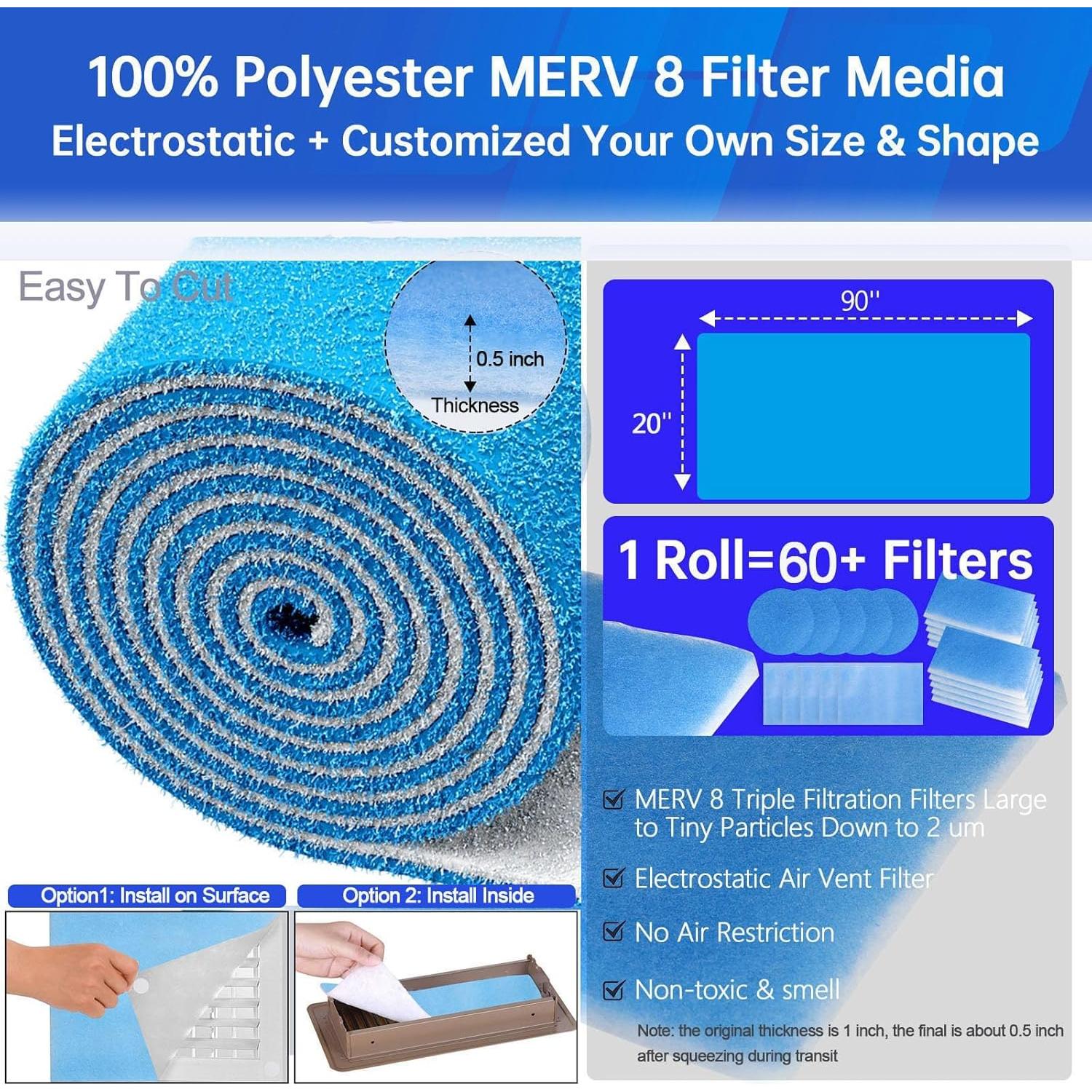 Filtro de Ventilación de Aire Demiwise 20x90 Pulgadas MERV 8